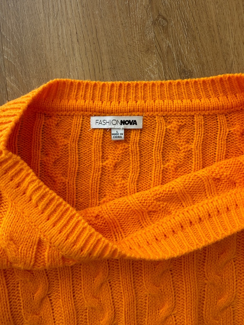 Fashion Nova Bright Orange Cable Knit Crop Sweater & Shorts Set - Picture 3 of 3